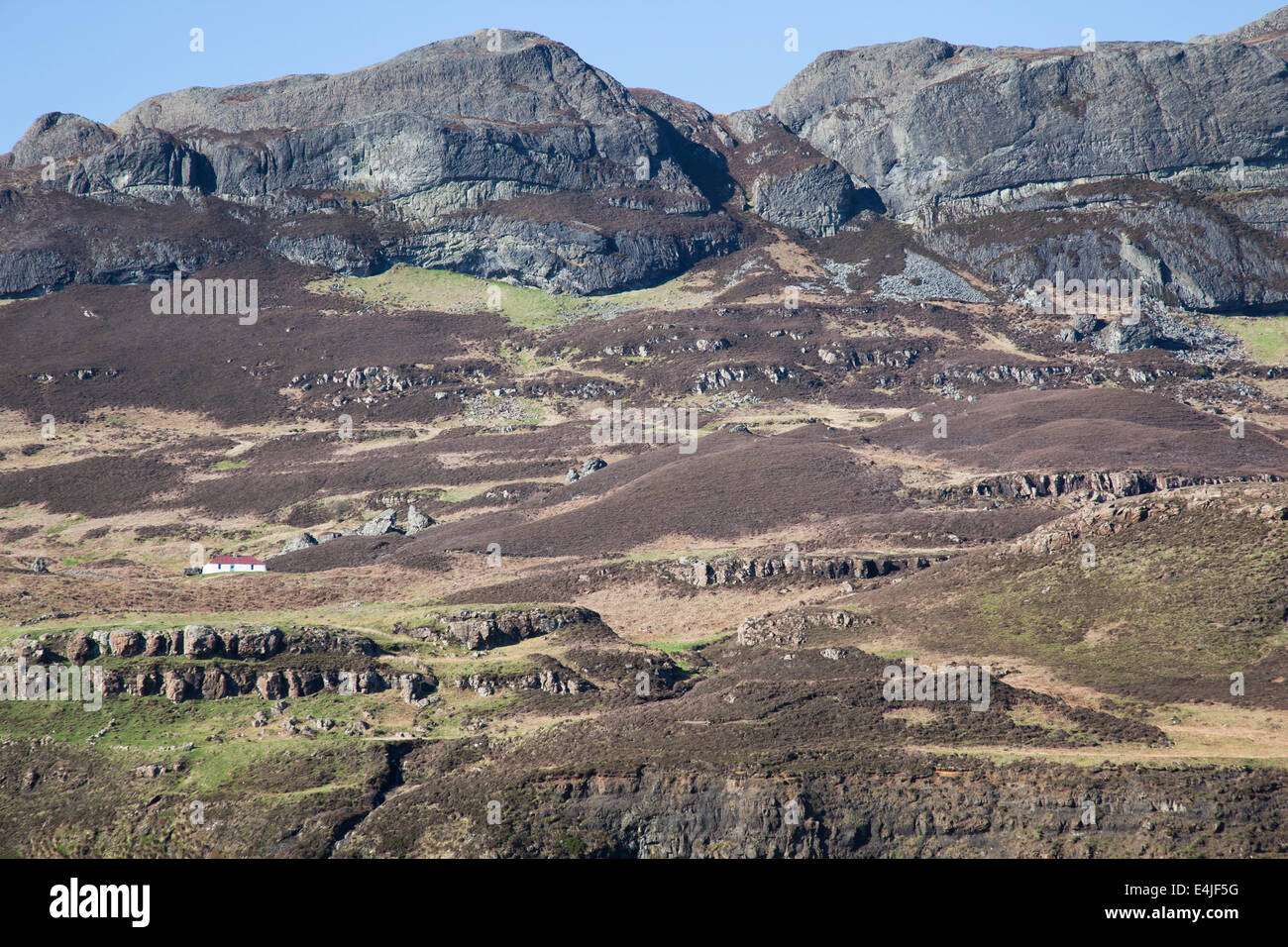 Der Höhepunkt der An Sgurr auf der Insel Eigg, kleinen Inseln, Inneren Hebriden, Schottland. Stockfoto