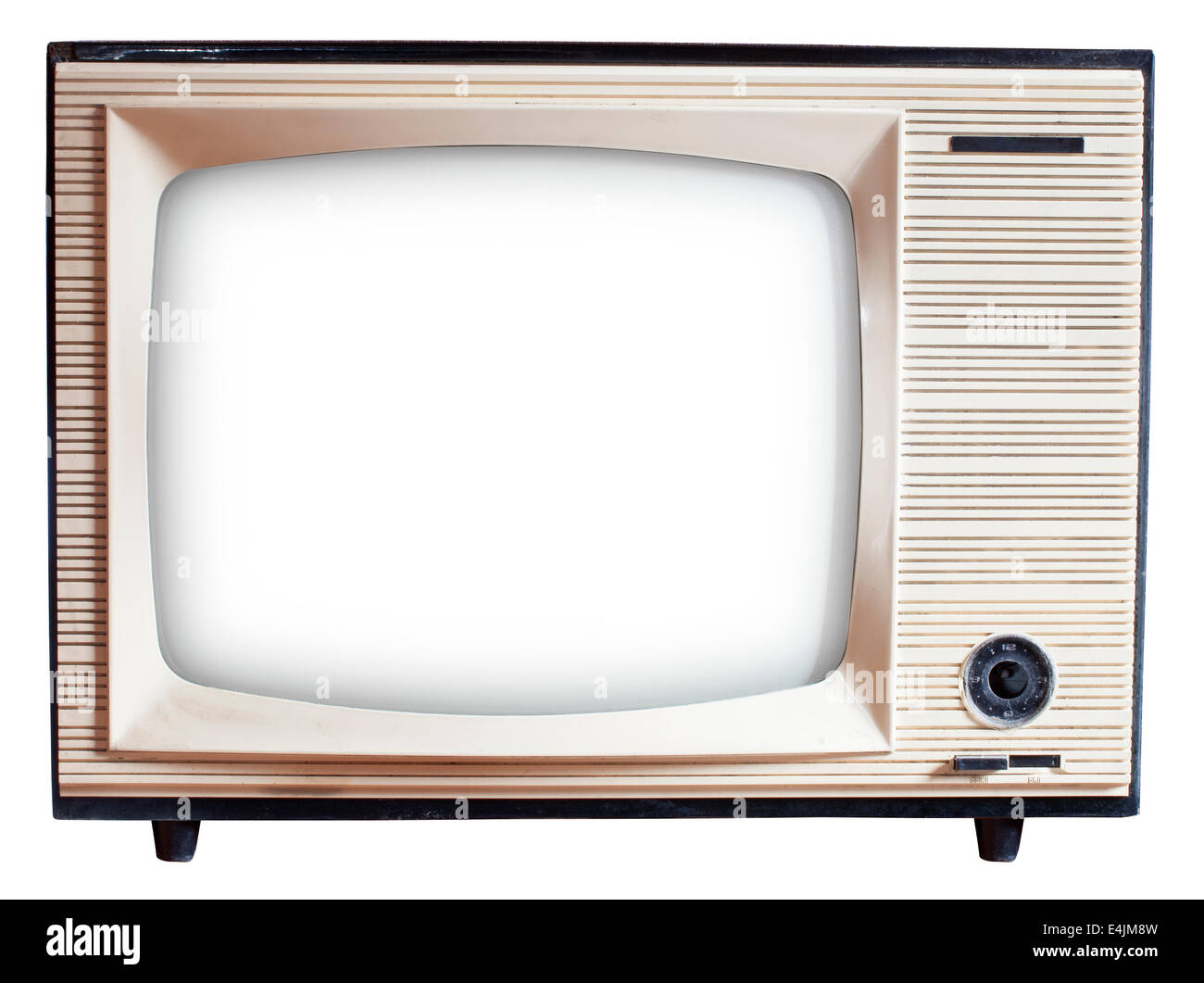 Alte russische Schwarz-Weiß-Fernseher isoliert auf weiss mit Beschneidungspfade Stockfoto