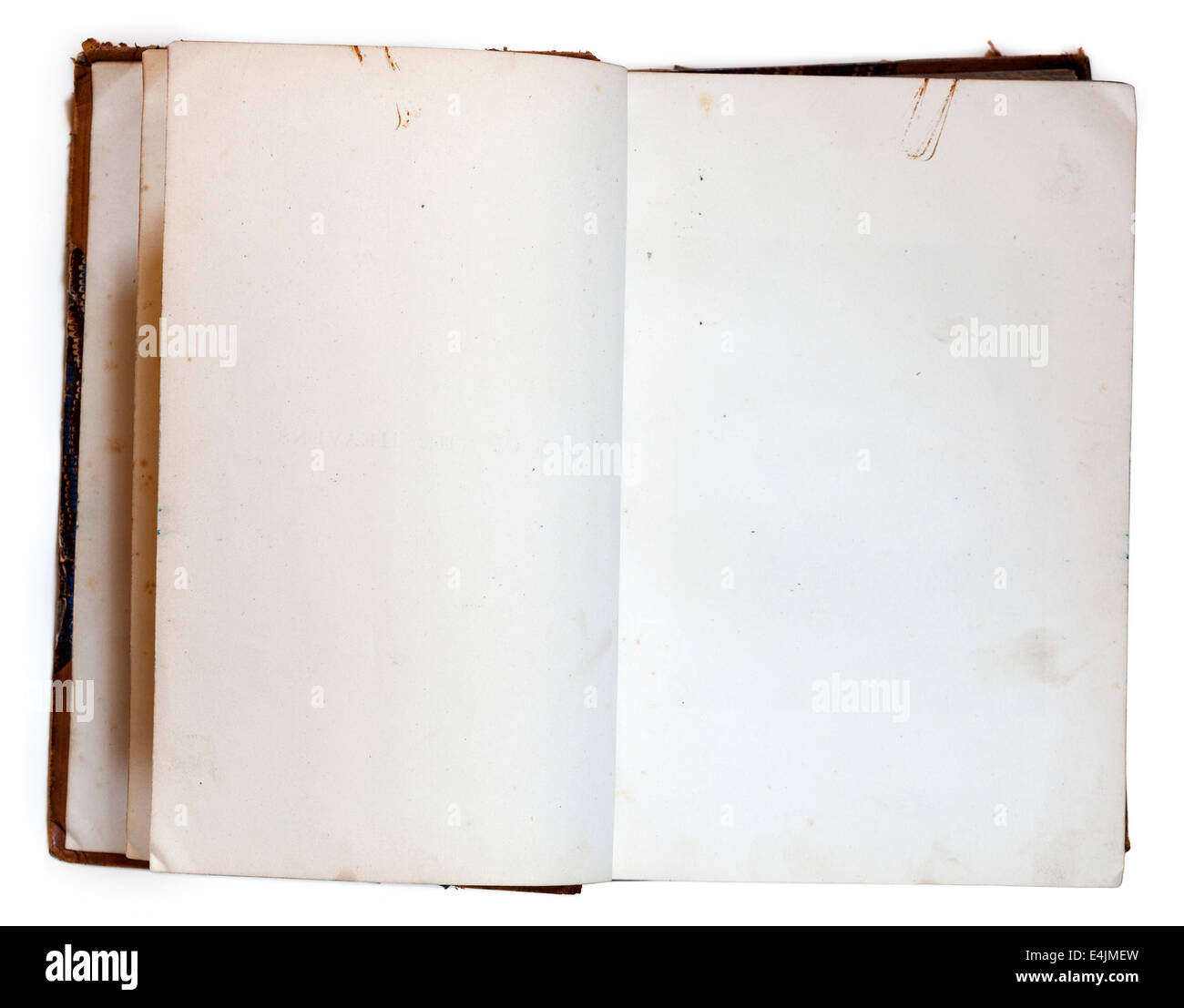 Altes öffnen Buch mit leeren Seiten isoliert auf weiss mit Beschneidungspfad Stockfoto