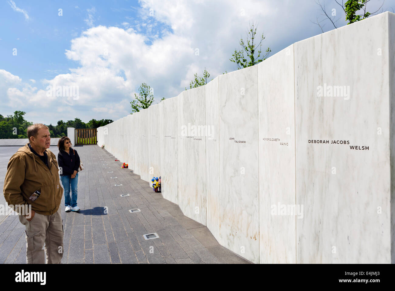 Wand der Namen Flight 93 National Memorial, vier, in der Nähe von Shanksville, Somerset County, Pennsylvania, USA Stockfoto