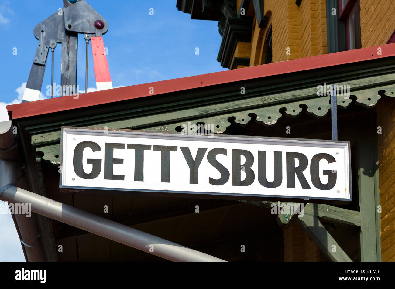 Historische Gettysburg-Bahnhof in Dowtown Gettysburg, Adams County, Pennsylvania, USA Stockfoto