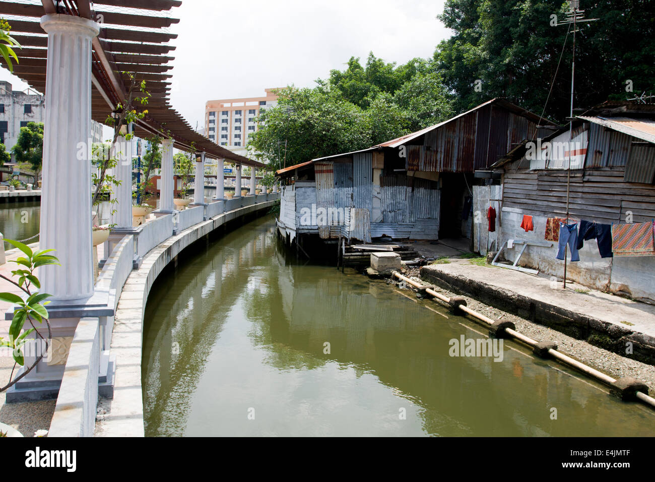 Riverside Promenade Malacca Stadt, Malaysia. Malakka wird seit 2008 als UNESCO-Weltkulturerbe aufgeführt. Stockfoto