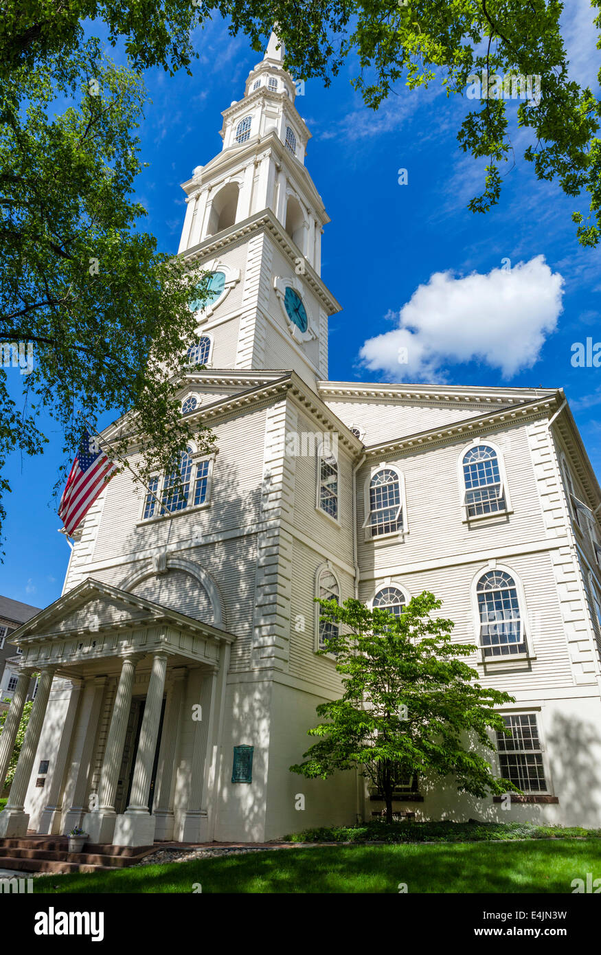Die erste Baptist Meeting House, N Main Street, College Hill Altstadt, Providence, Rhode Island, USA Stockfoto