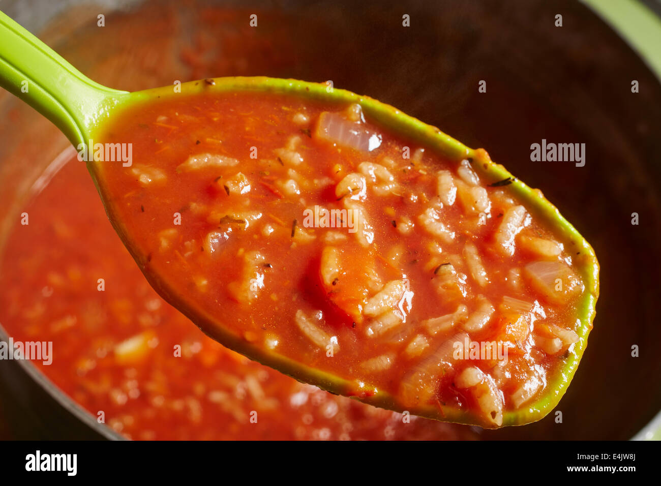 Tomaten-Reis-Suppe Stockfoto
