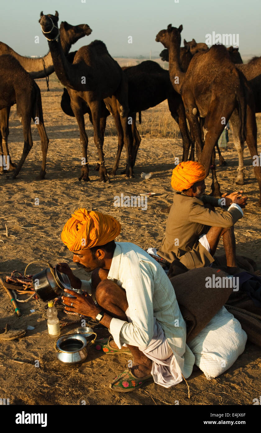 Im Boden in Pushkar Camel Fair Stockfoto