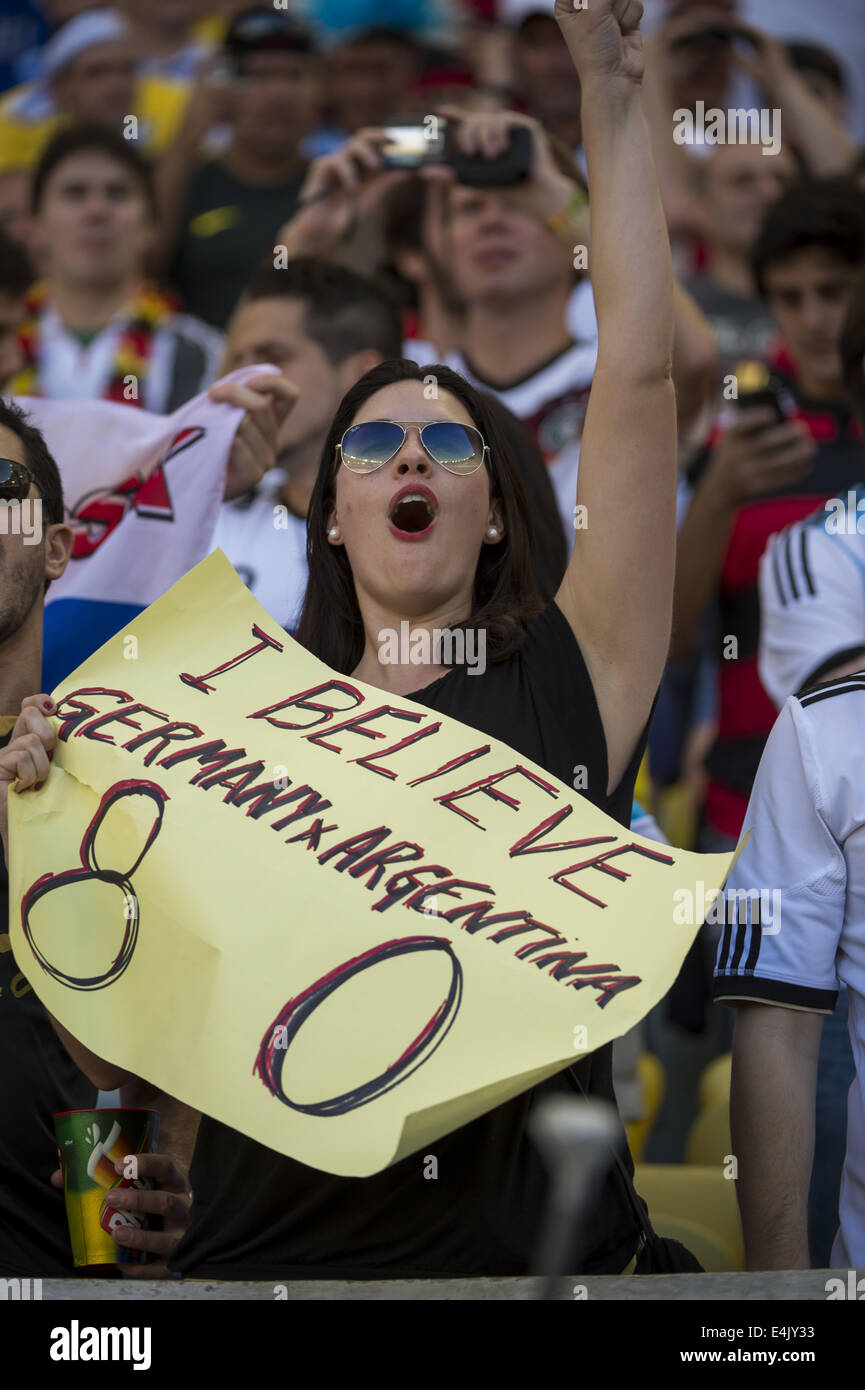 Rio De Janeiro, Brasilien. 13. Juli 2014. RIO DE JANEIRO-Brasilien - 13 Juli: Unterstützer im Spiel zwischen Deutschland und Argentinien, entspricht die 2014 WM-Finale gespielt im Maracana-Stadion, 13. Juli 2014. : Bildnachweis Urbanandsport/Nurphoto: Urbanandsport/NurPhoto/ZUMA Draht/Alamy Live-Nachrichten Stockfoto