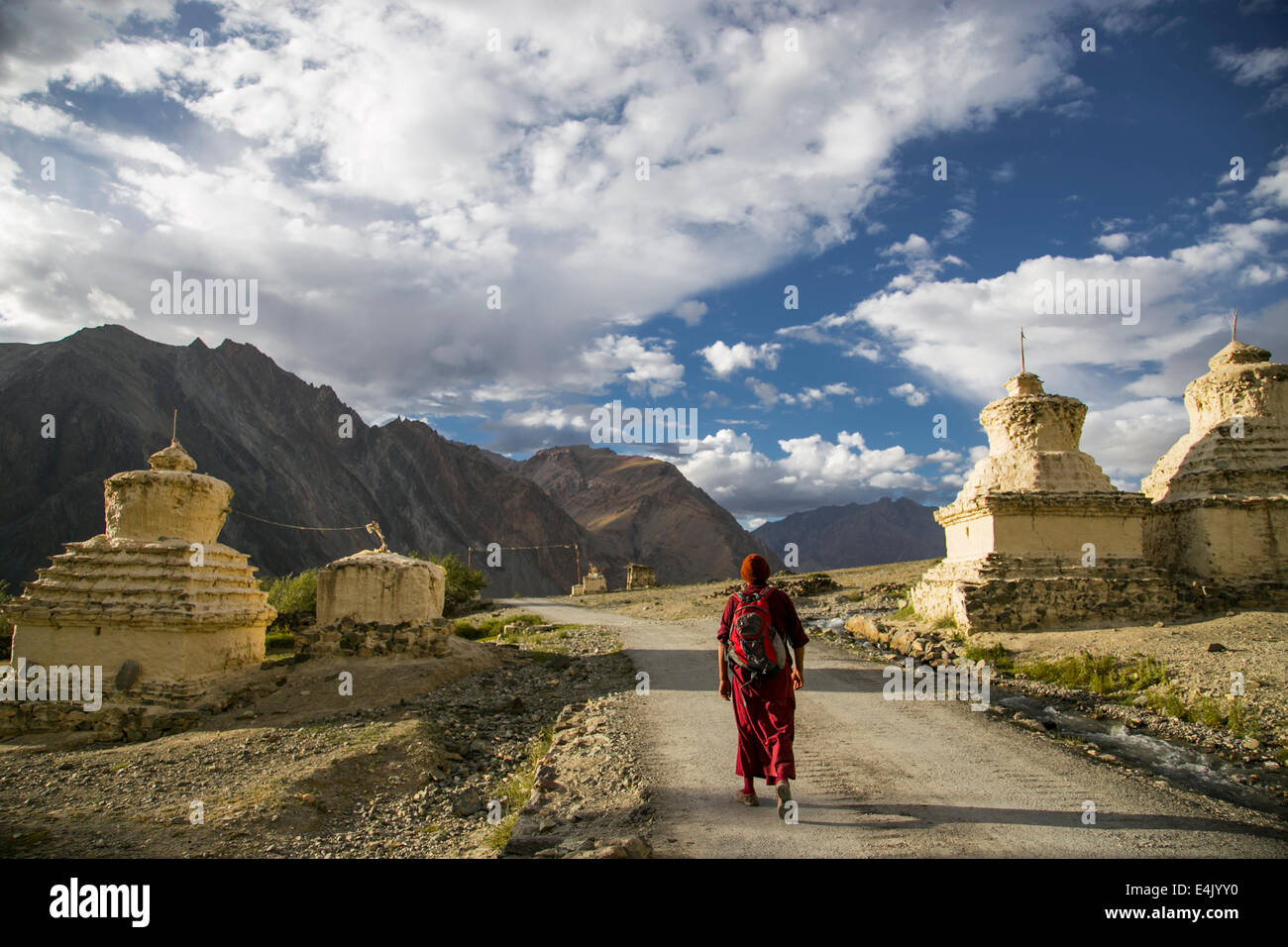 Buddhistischer Mönch in einem Kloster in Zanskar-Tal, Nordindien. Stockfoto