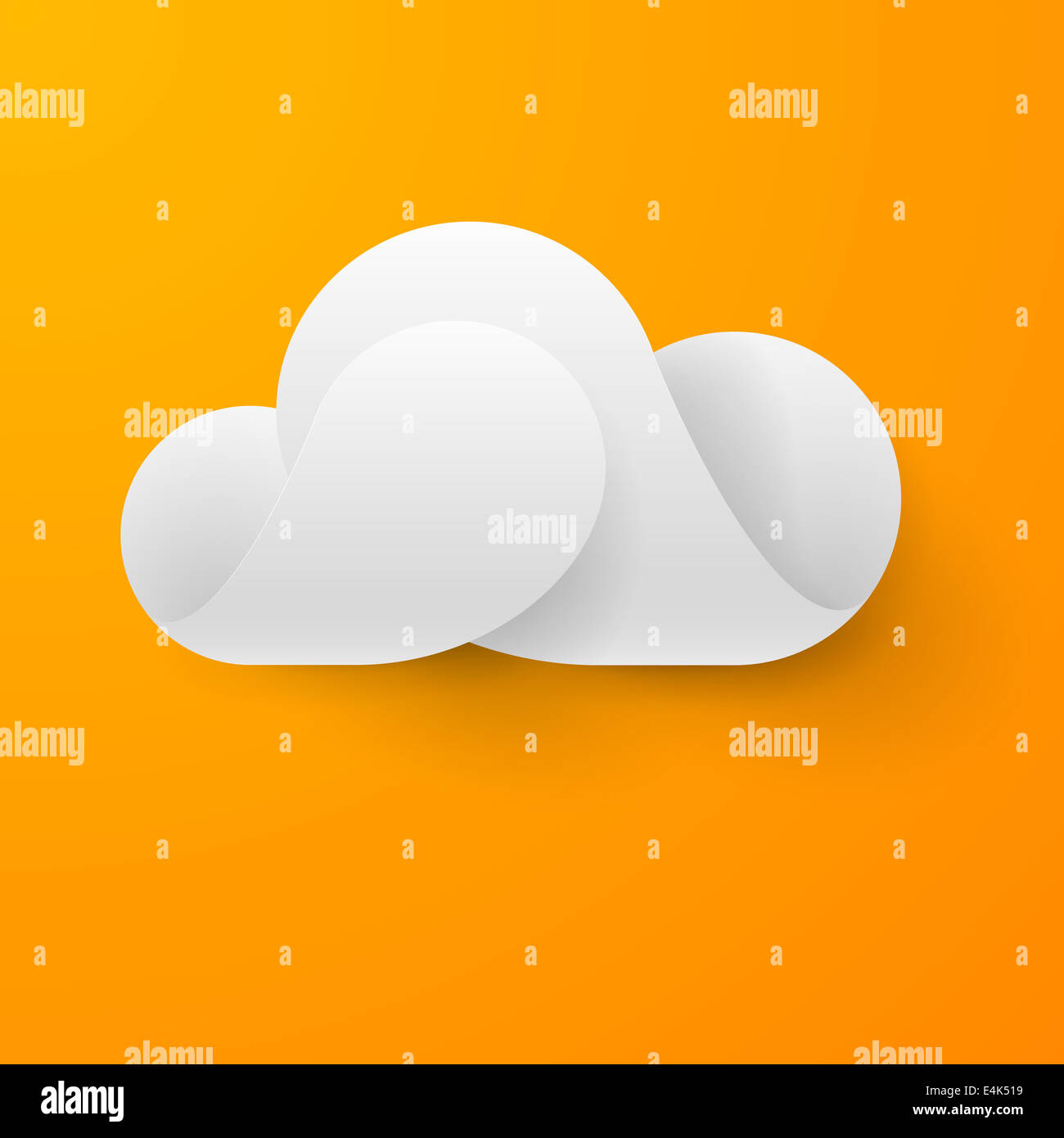 Abstrakte weiße Wolke aus den gebogenen Elementen auf orangem Hintergrund. Cloud-computing Stockfoto