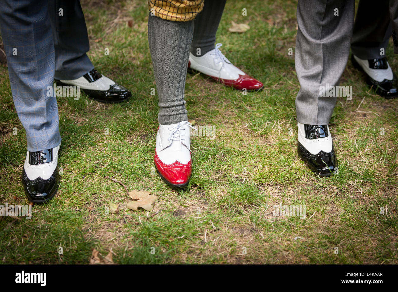 Chap-Olympiade - wingtip Schuhe werden bei der jährlichen Chap-Olympiade Veranstaltung getragen. Stockfoto