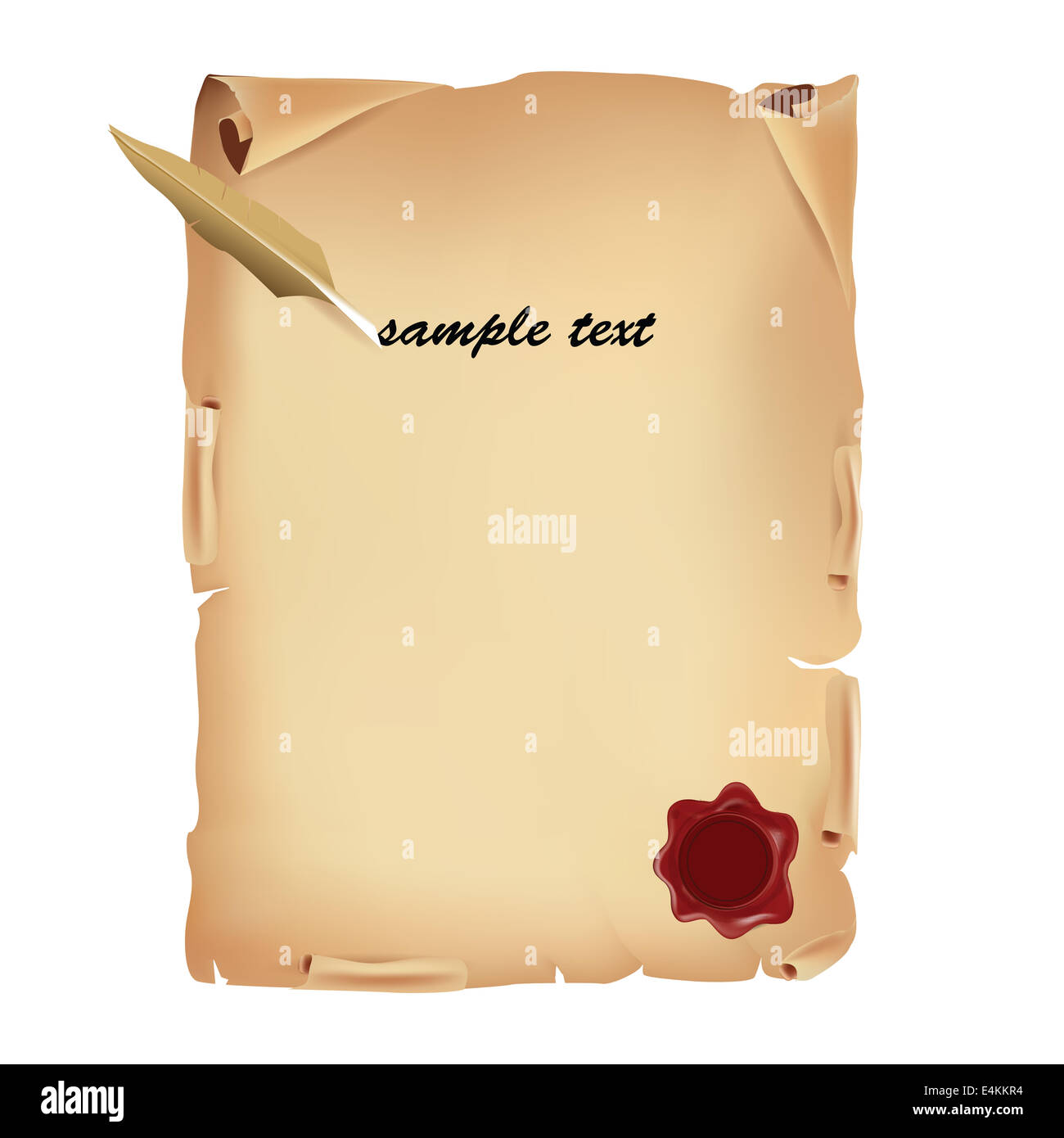 Altes Pergament mit Siegel und Feder Stockfotografie Alamy