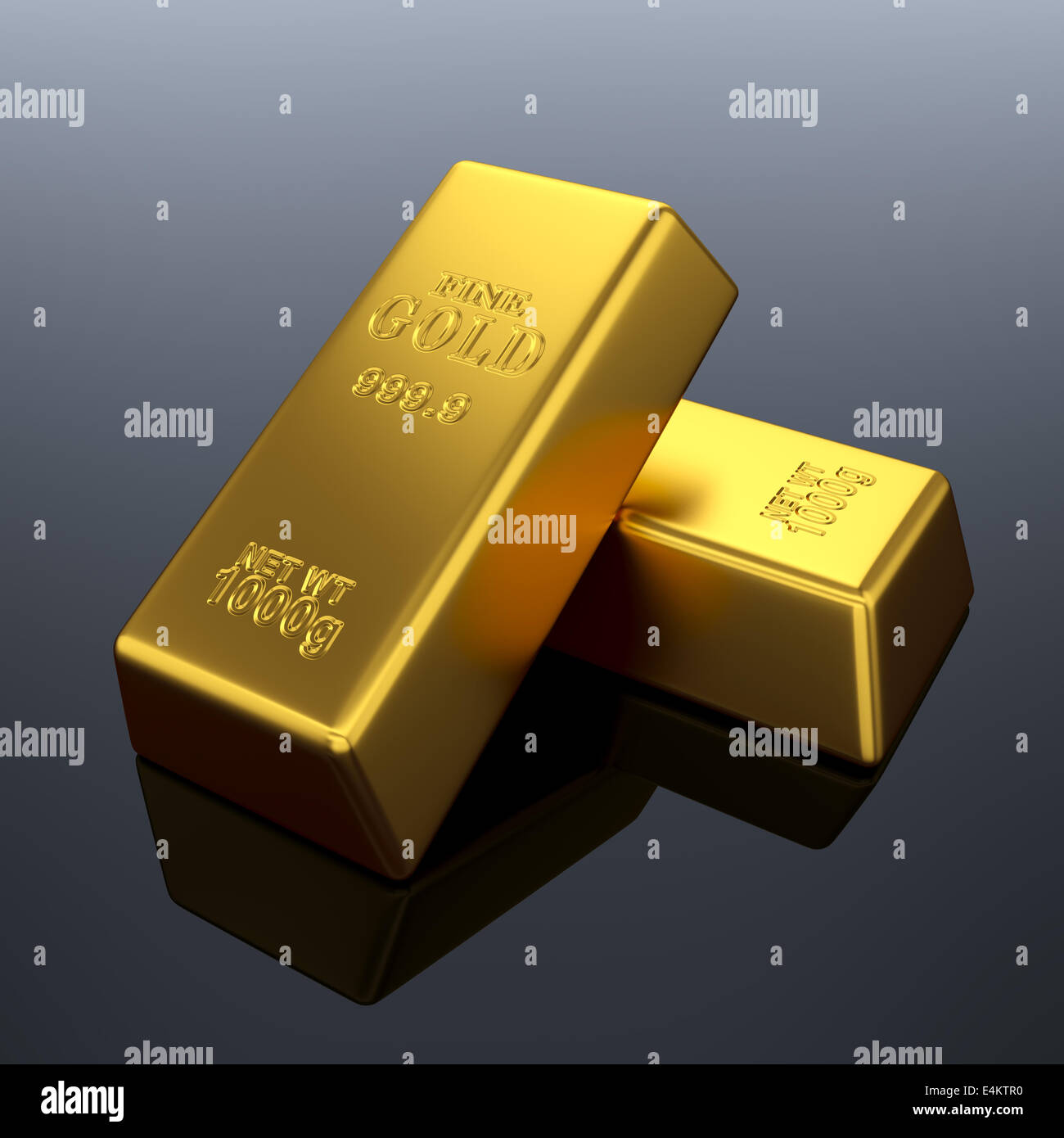 3D Render feine Goldbarren Hintergrund. Schatz-Konzept Stockfoto