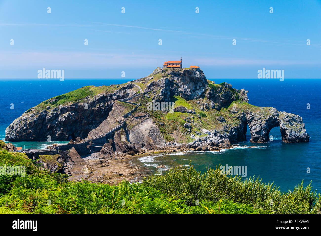 San Juan de Gaztelugatxe Inselchen, Bermeo, Baskisches Land, Spanien Stockfoto