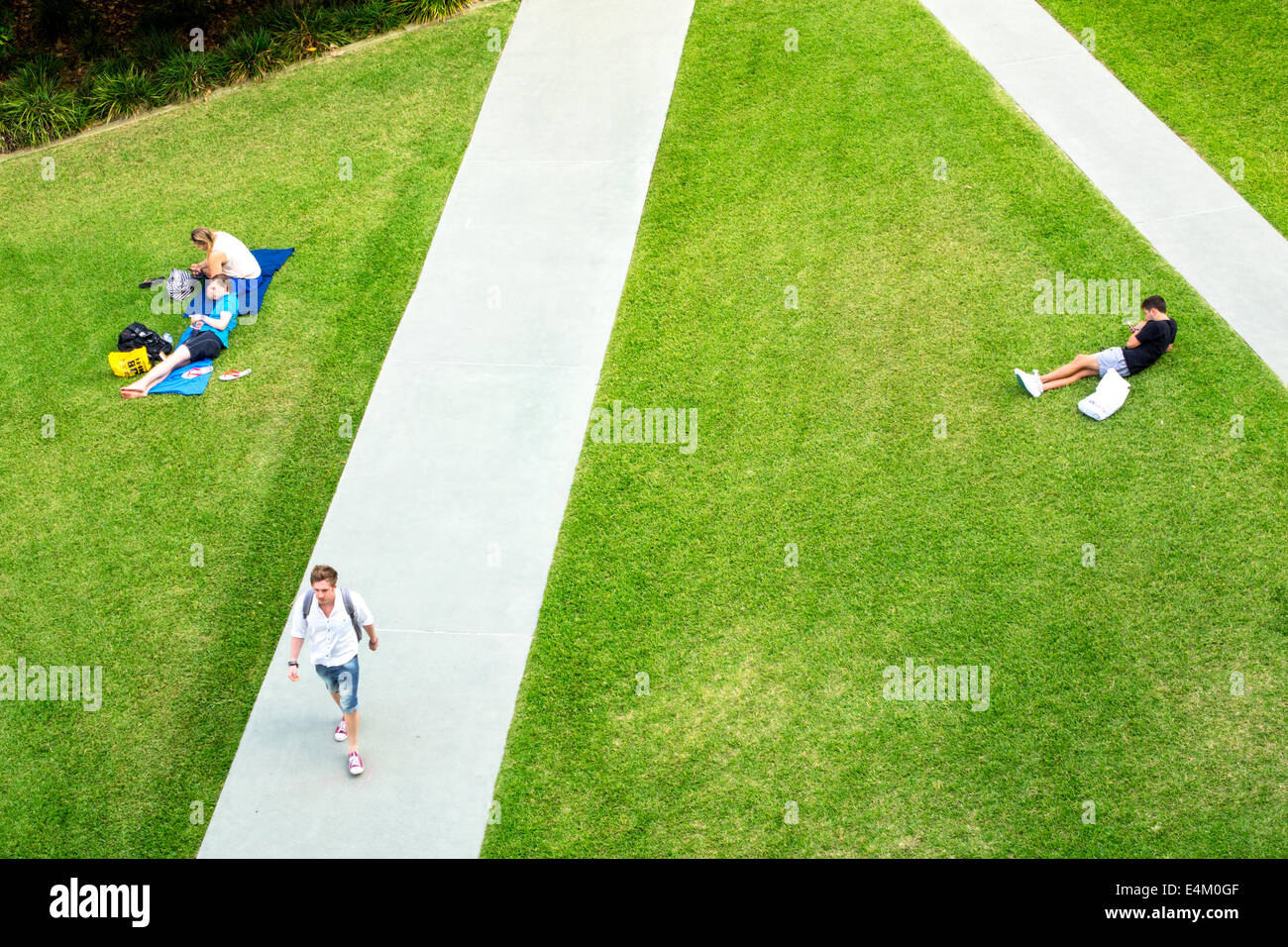 Brisbane Australien, Queensland South Brisbane, Kulturzentrum, Zentrum, Rasen, Gelände, Besucher reisen Reise Tour touristischer Tourismus Wahrzeichen, cul Stockfoto