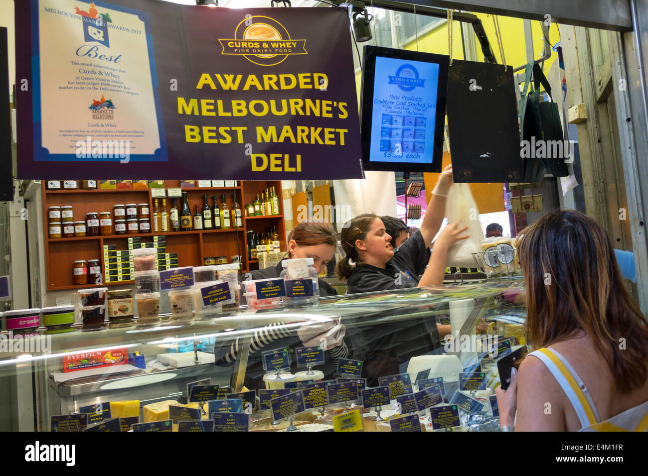 Melbourne Australien, Victoria CBD Central Business, District, Queen Victoria Market, Verkäufer von Verkäufern, Verkaufsstände Stand Händler Händler Marktmarke Stockfoto