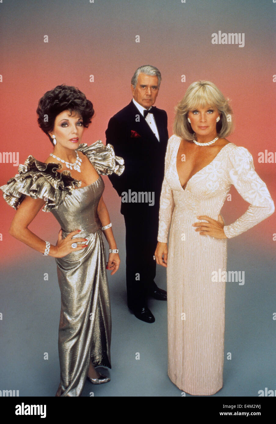 Dynastie Aaron Spelling US-Fernsehserie (1981-89) von links: Linda Evans, Joan Collins und John Forsythe Stockfoto