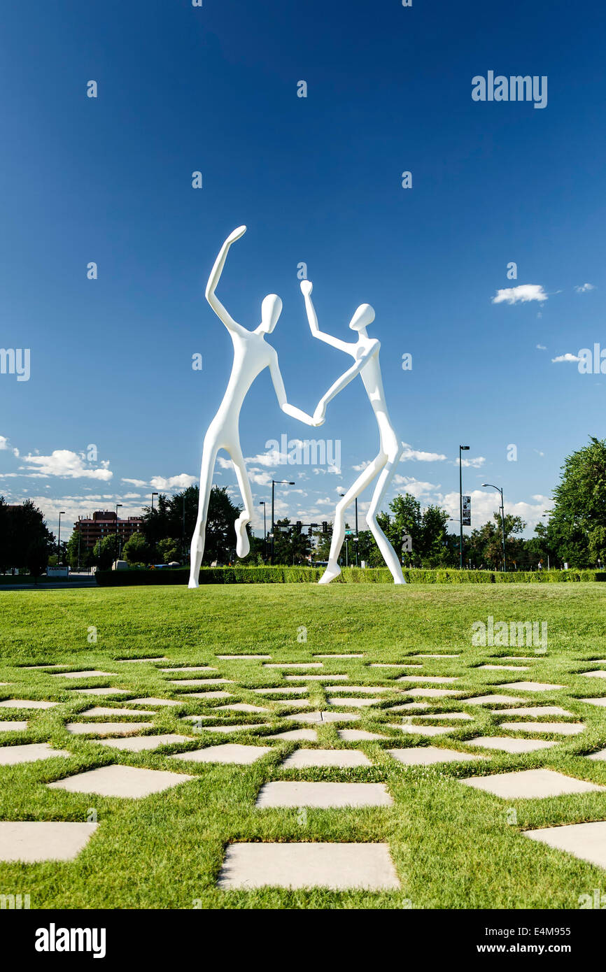 "Tänzer" (Jonathan Borofsky, 2003), Denver Center for the Performing Arts, Denver, Colorado USA Stockfoto