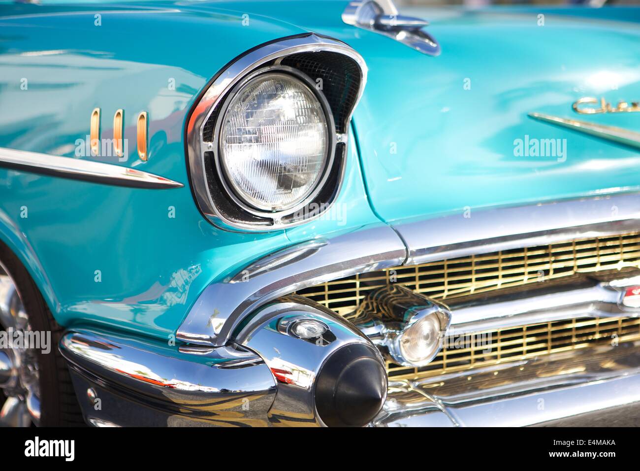 Oldtimer Chevy Bel Air details Stockfoto