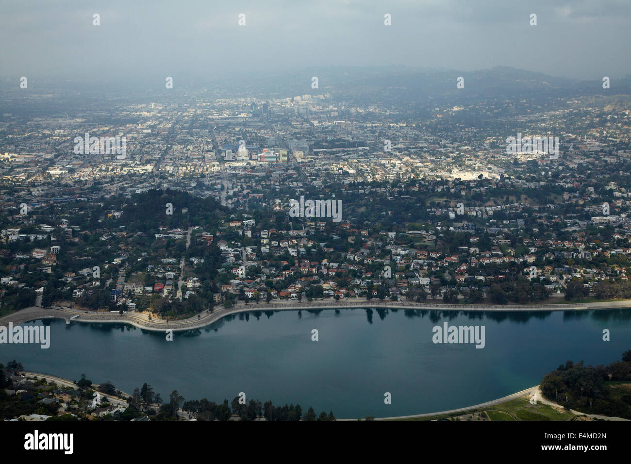 Silver Lake Reservoir und Hollywood, Los Angeles, Kalifornien, USA