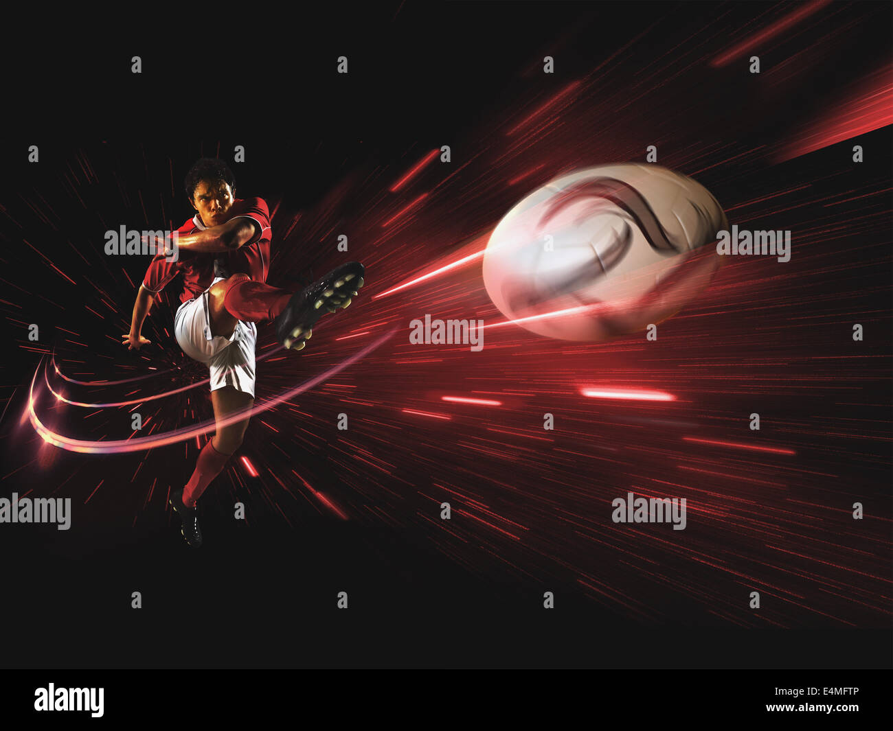 Fußball-Spieler den Ball Stockfoto