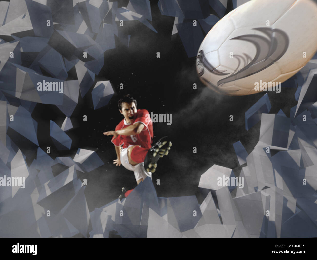 Fußball-Spieler den Ball Stockfoto