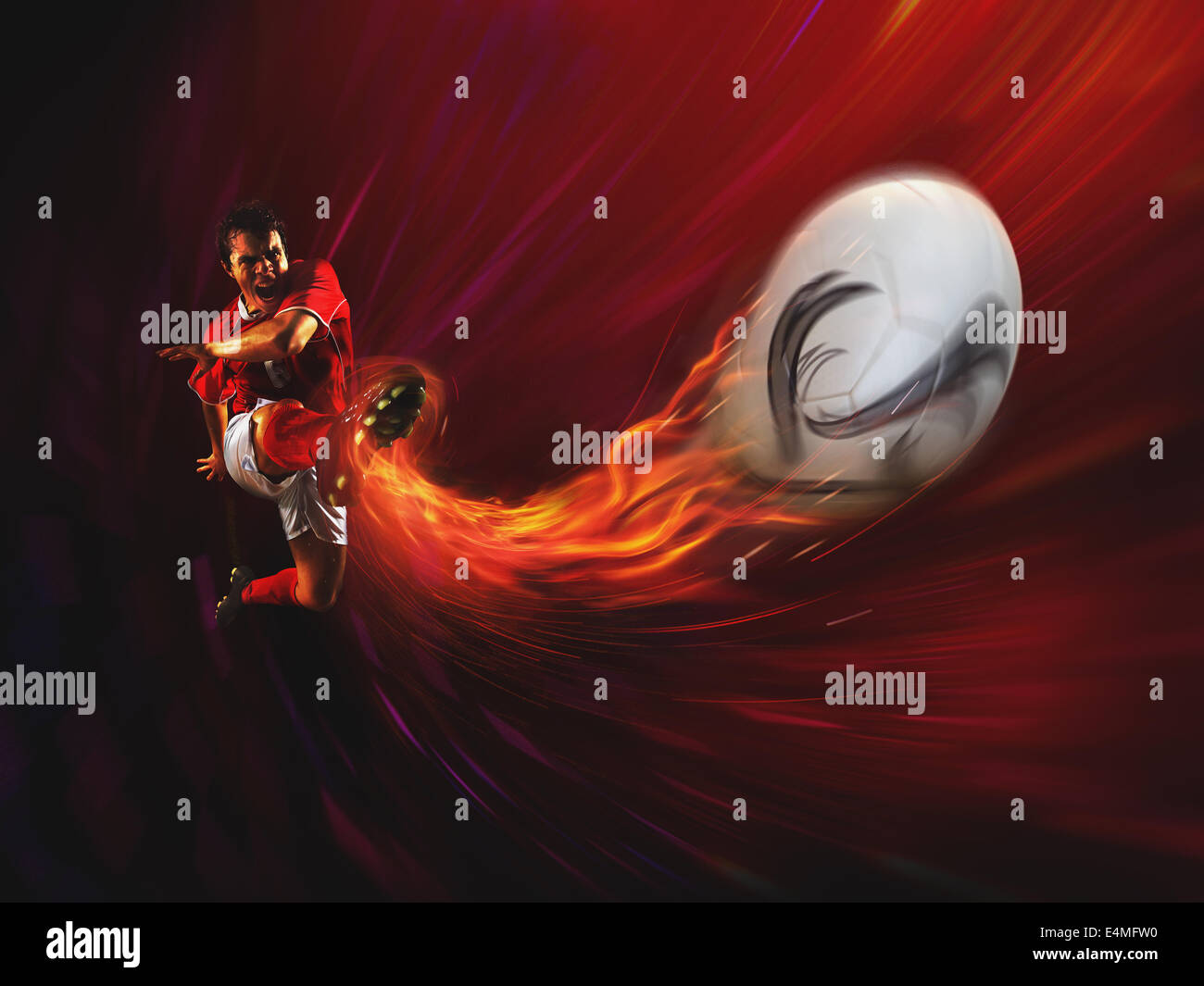 Fußball-Spieler den Ball Stockfoto