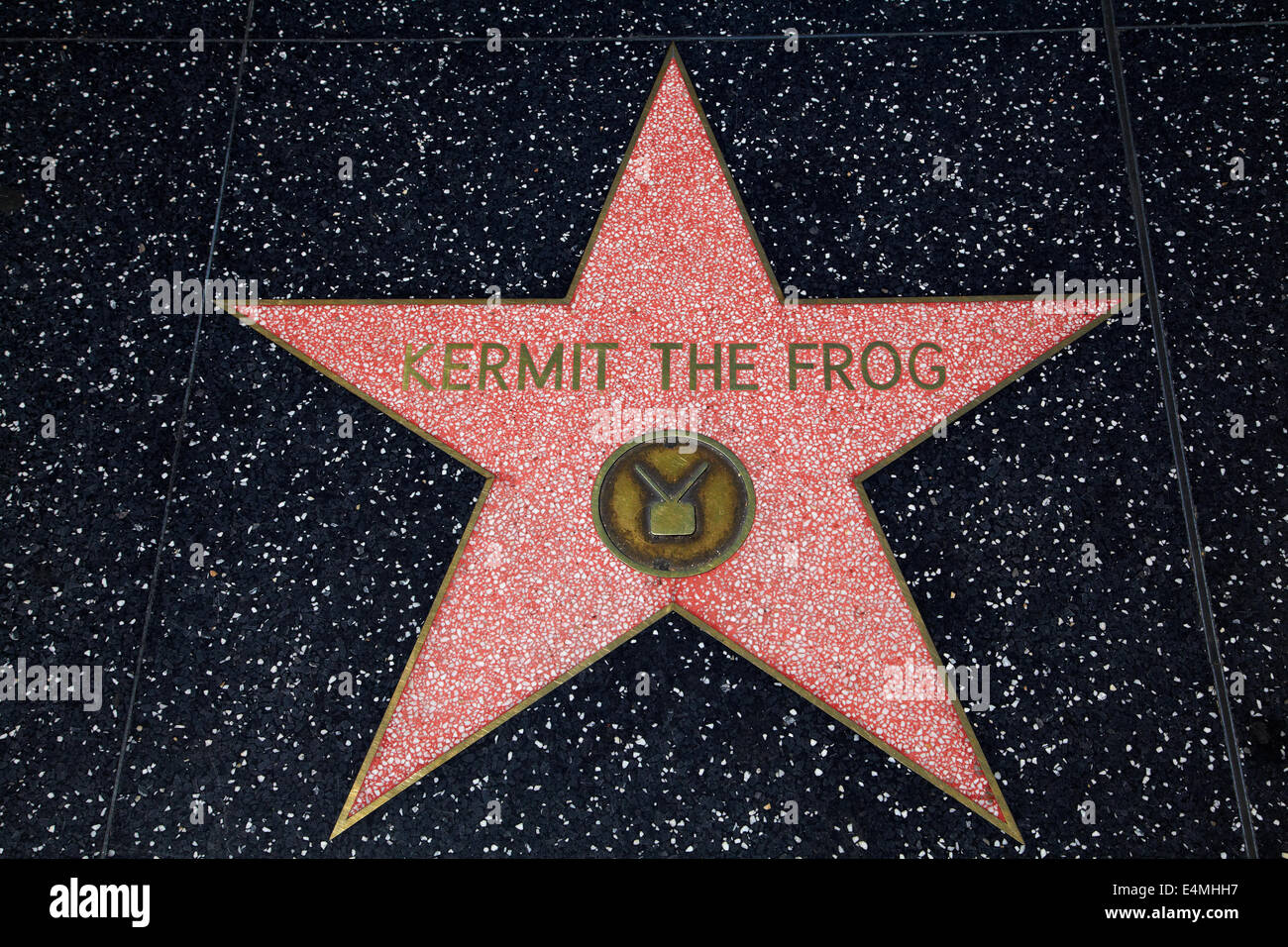 Kermit der Frosch-Stern am Hollywood Walk of Fame, Hollywood Boulevard, Hollywood, Los Angeles, Kalifornien, USA Stockfoto