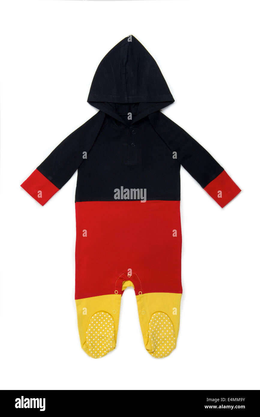 Lange Ärmel Hoody Babykleidung in deutschen Farben auf weißem Hintergrund Stockfoto