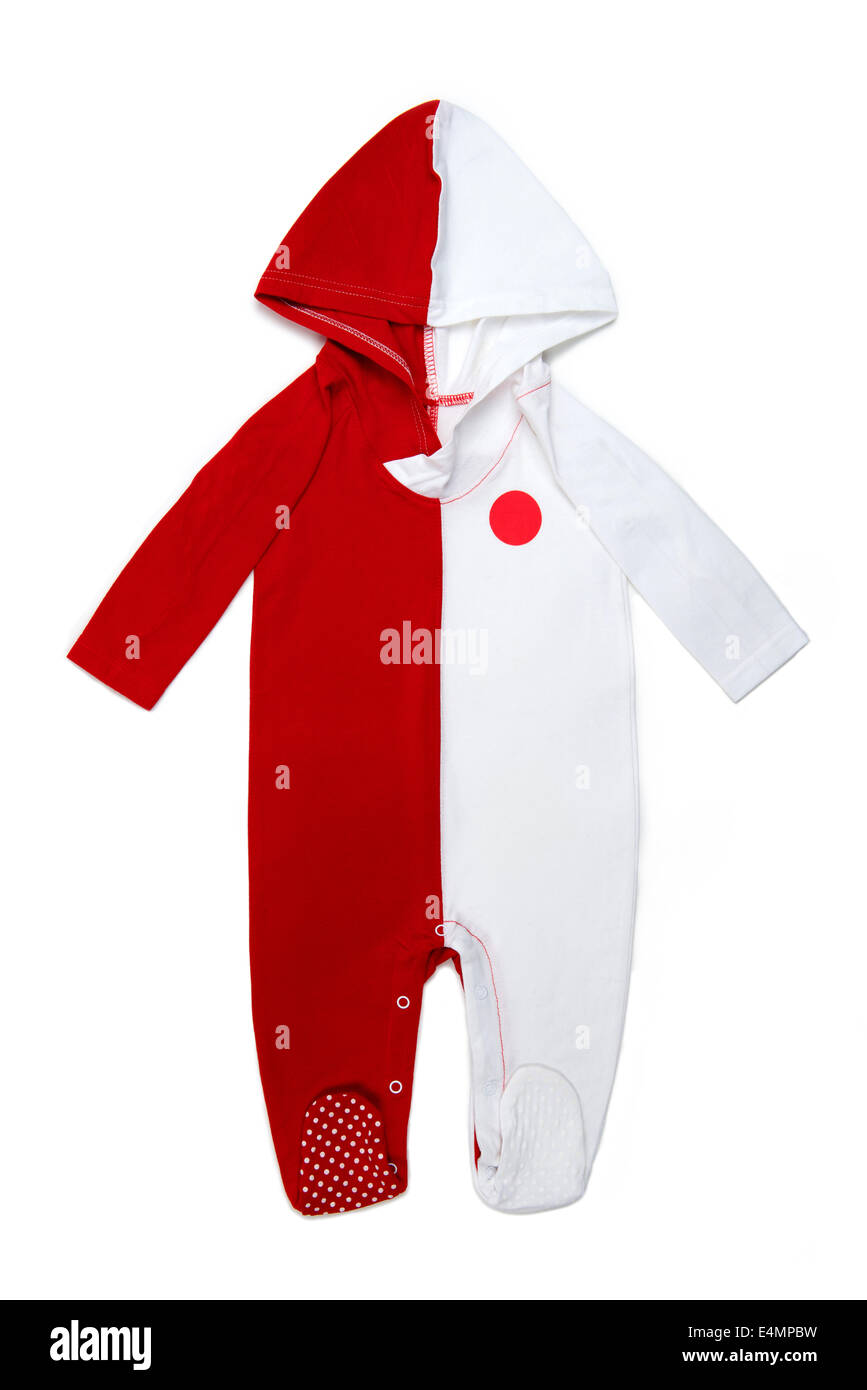 Lange Ärmel Hoody Babykleidung in japanischen Farben auf weißem Hintergrund Stockfoto
