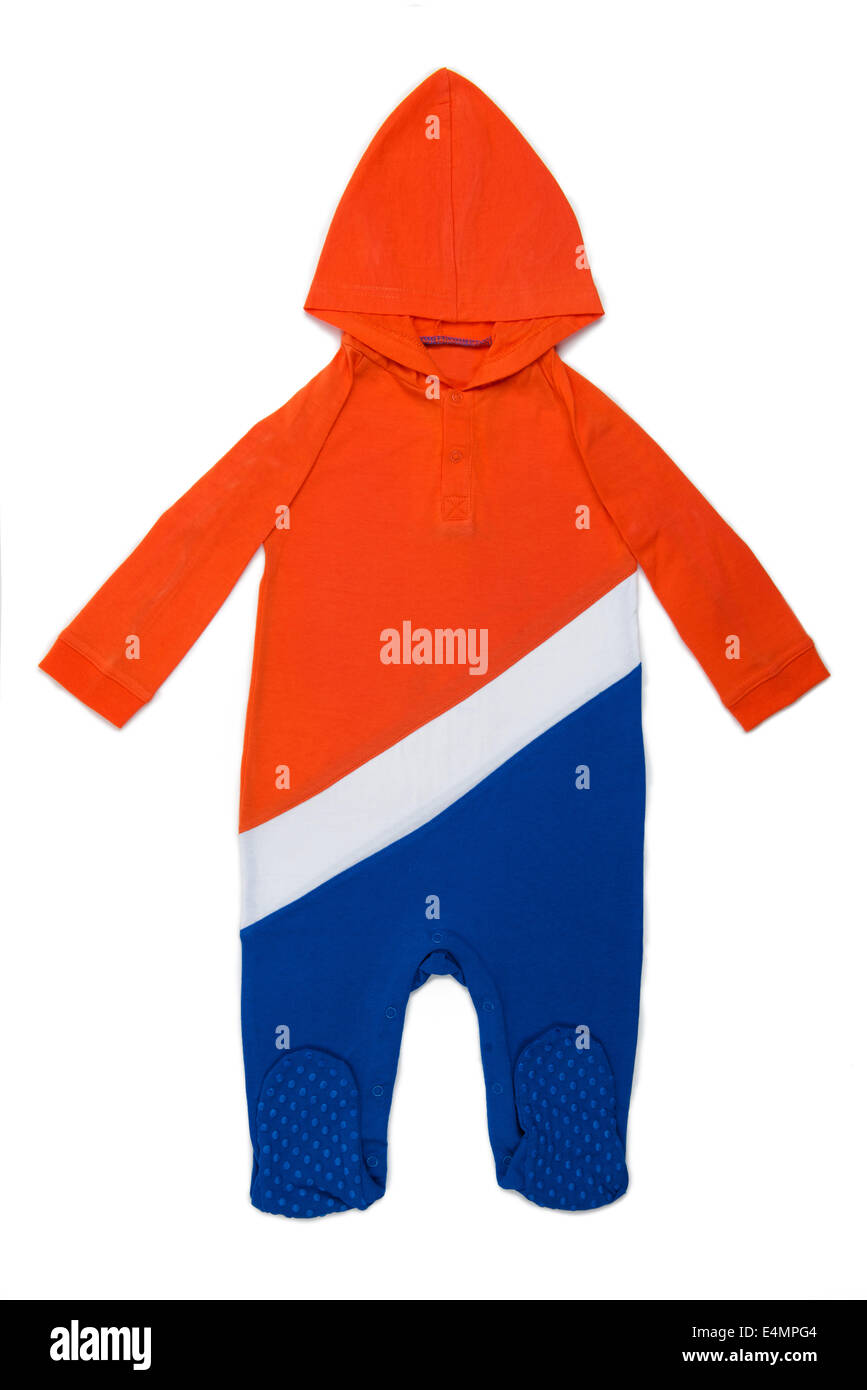 Lange Ärmel Hoody Babykleidung in niederländischen Farben auf weißem Hintergrund Stockfoto