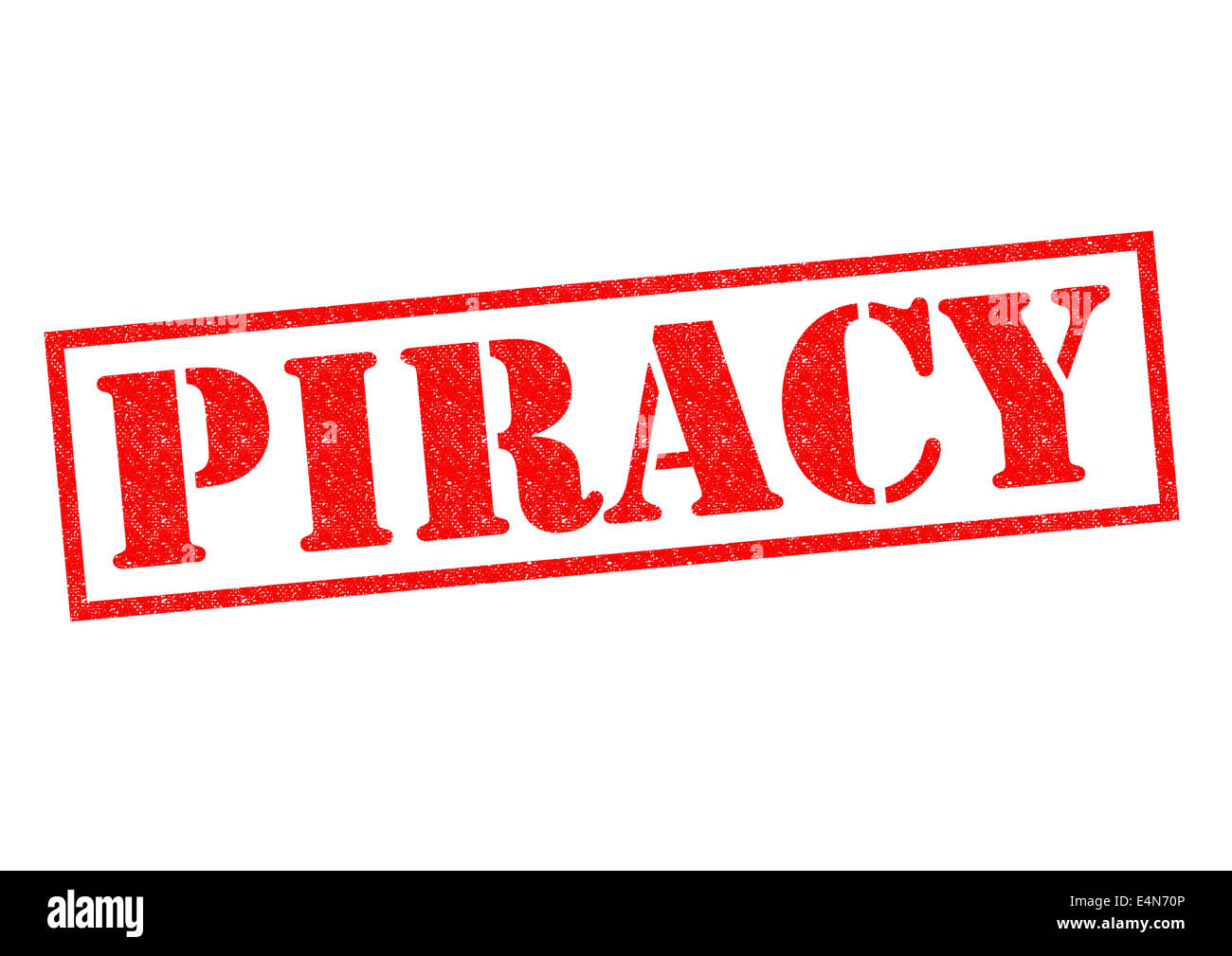Piraterie roten Stempel auf einem weißen Hintergrund. Stockfoto