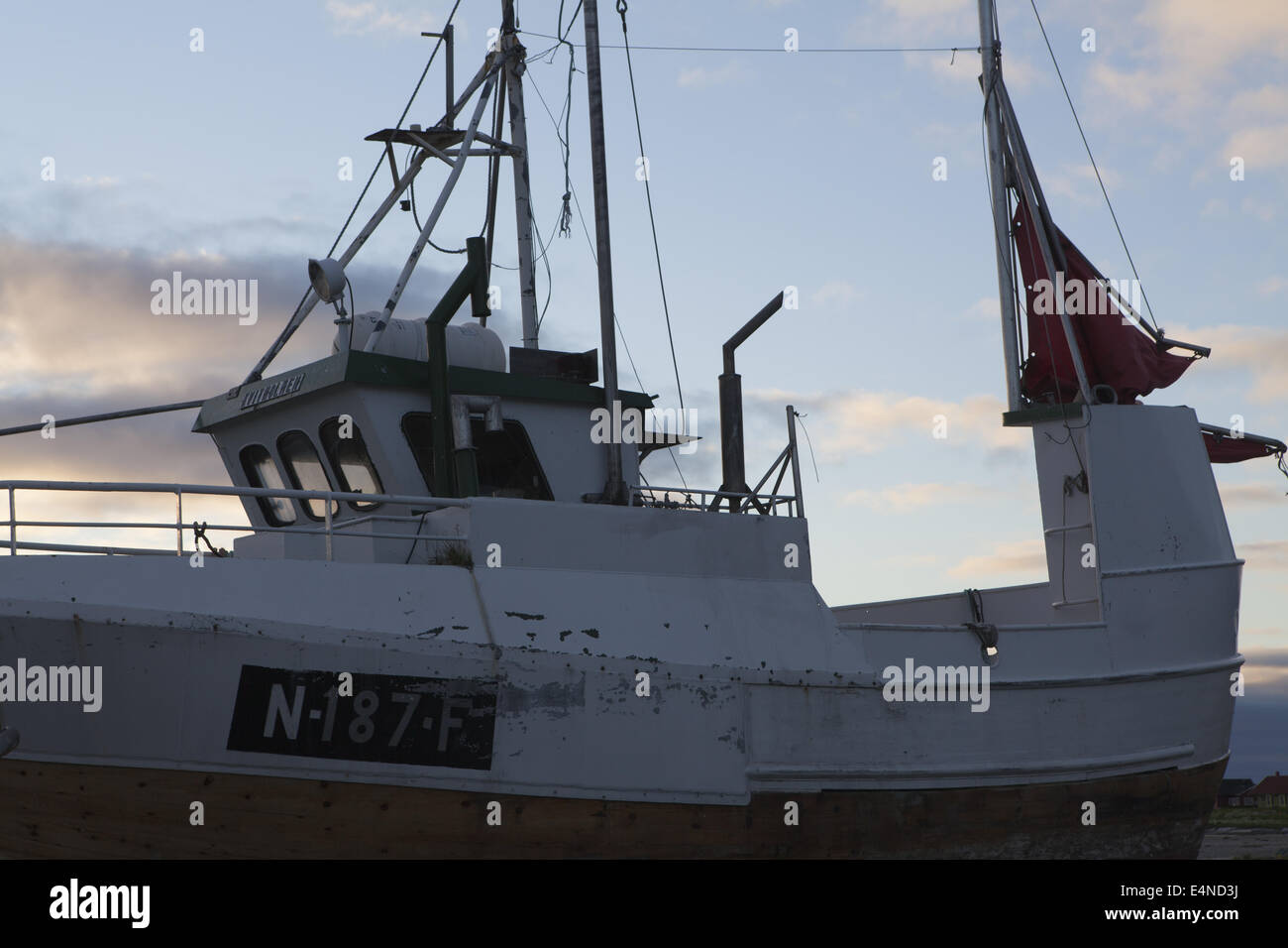 Fischkutter in Ramberg, Norwegen Stockfoto