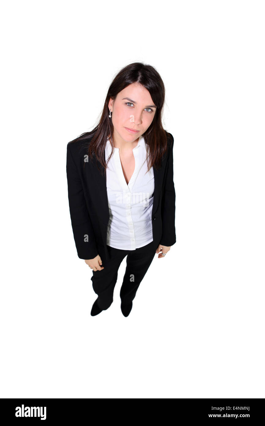 Selbstbewusste Frau in einem Hosenanzug Stockfoto