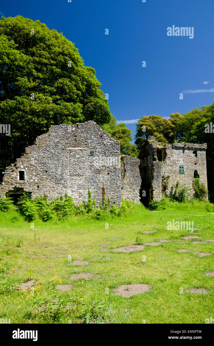 Candelston Schloss befestigt Herrenhaus Merthyr Mawr 14. Jahrhundert alte Ruine historische Warren Warrens Wales; walisische; Vereinigtes Königreich; Vereinigtes König Stockfoto