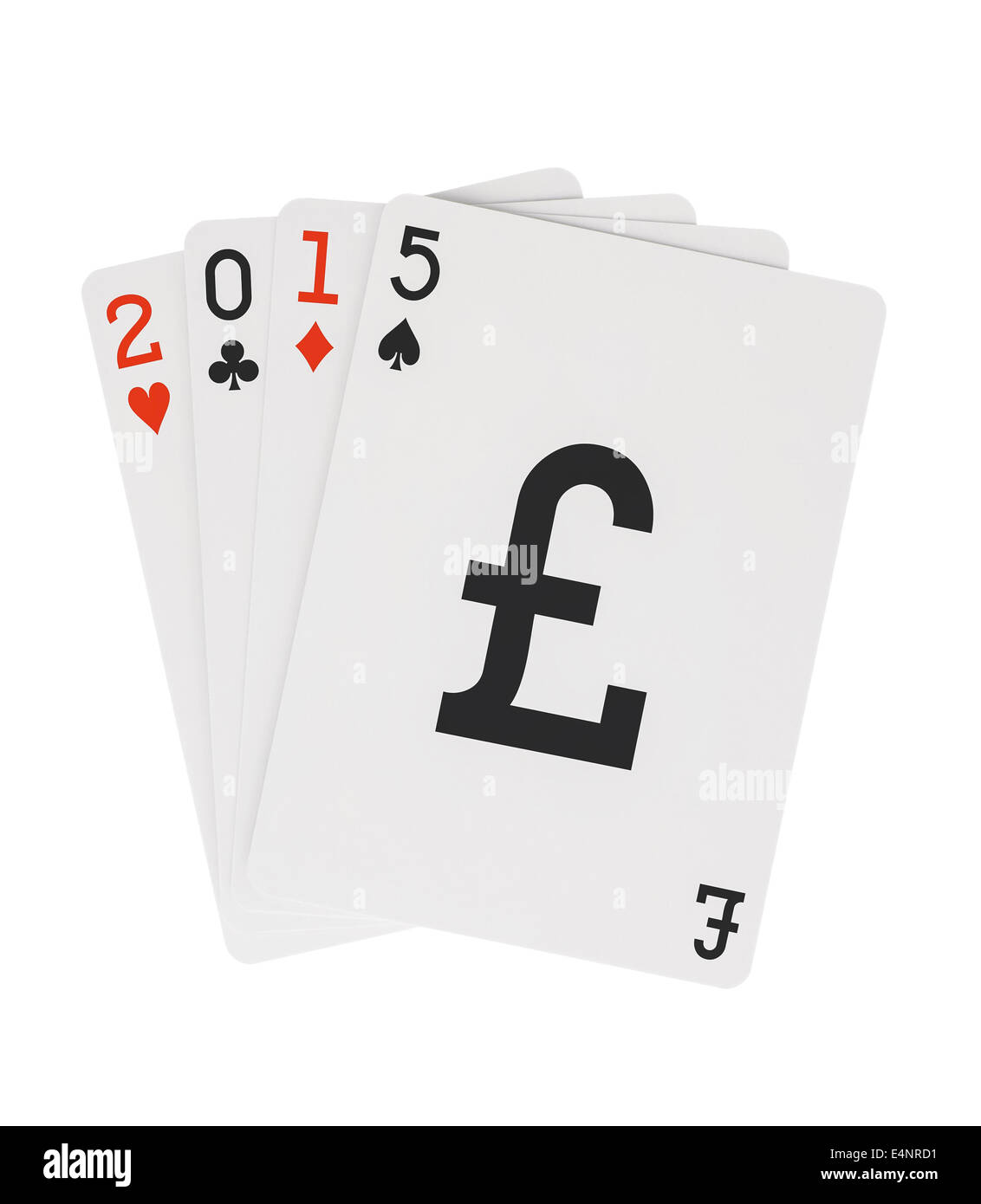 Jahr 2015 Spielkarten mit Pfund Zeichen Symbol Stockfoto
