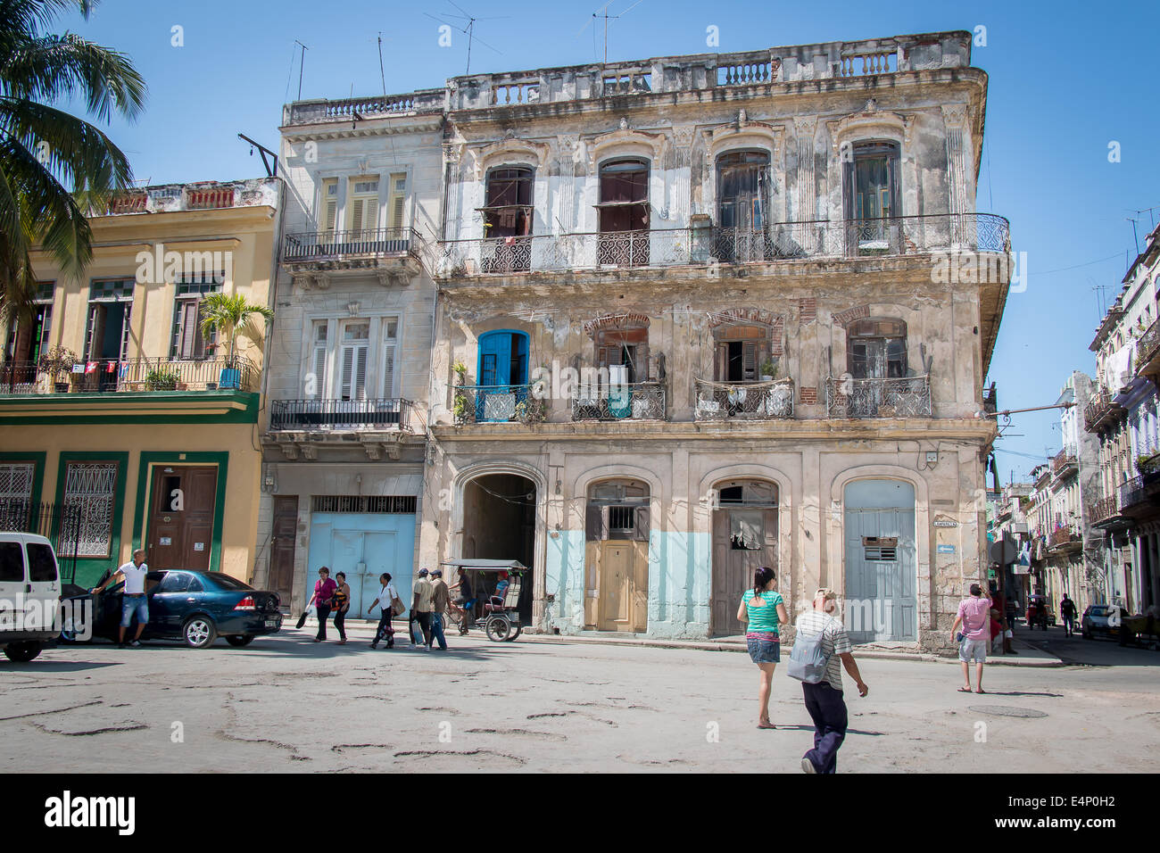 Bröckelt, Altbau, Havanna Vieja (Altstadt von Havanna), Havanna, Kuba Stockfoto
