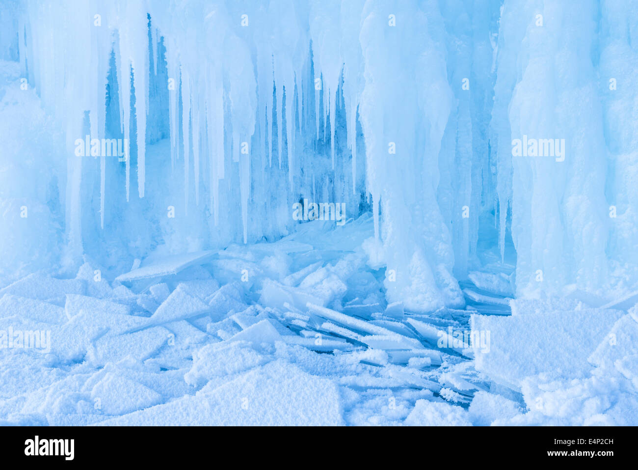 Eisstrukturen am See Tornetraesk, Norrbotten, Lappland, Schweden, Stockfoto