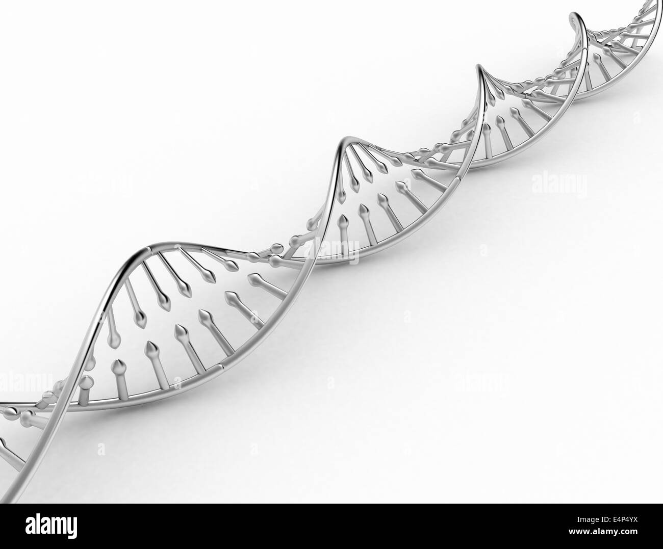 DNA-Doppelhelix Metall Textur auf weißem Hintergrund Stockfoto