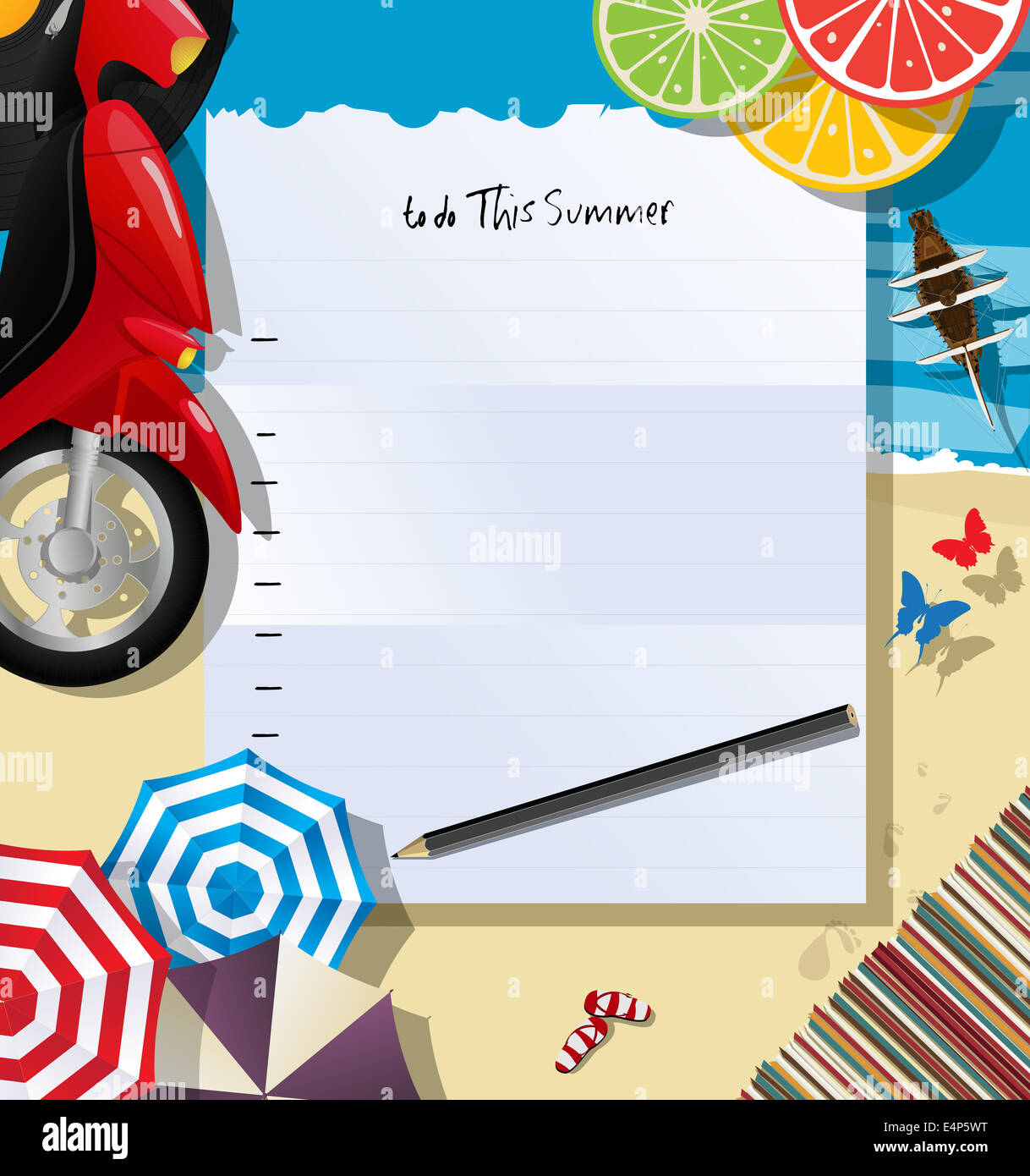 Diese SommerListeCollage zu tun Stockfotografie Alamy