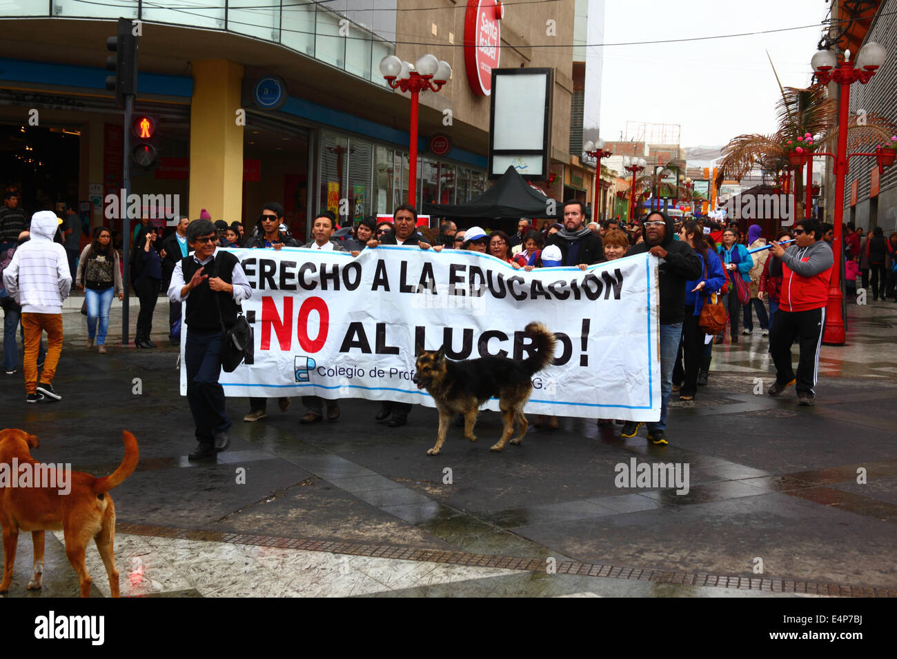 März Lehrer während einer Protestaktion gegen die Regierung Bildungspolitik fordern das Recht auf kostenlose Bildung, Arica, Chile Stockfoto