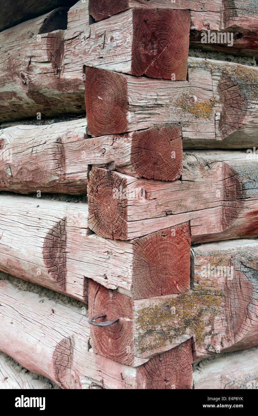 Elk203-3069v Kanada, British Columbia, historische Hat Creek Ranch, Kabine detail Stockfoto