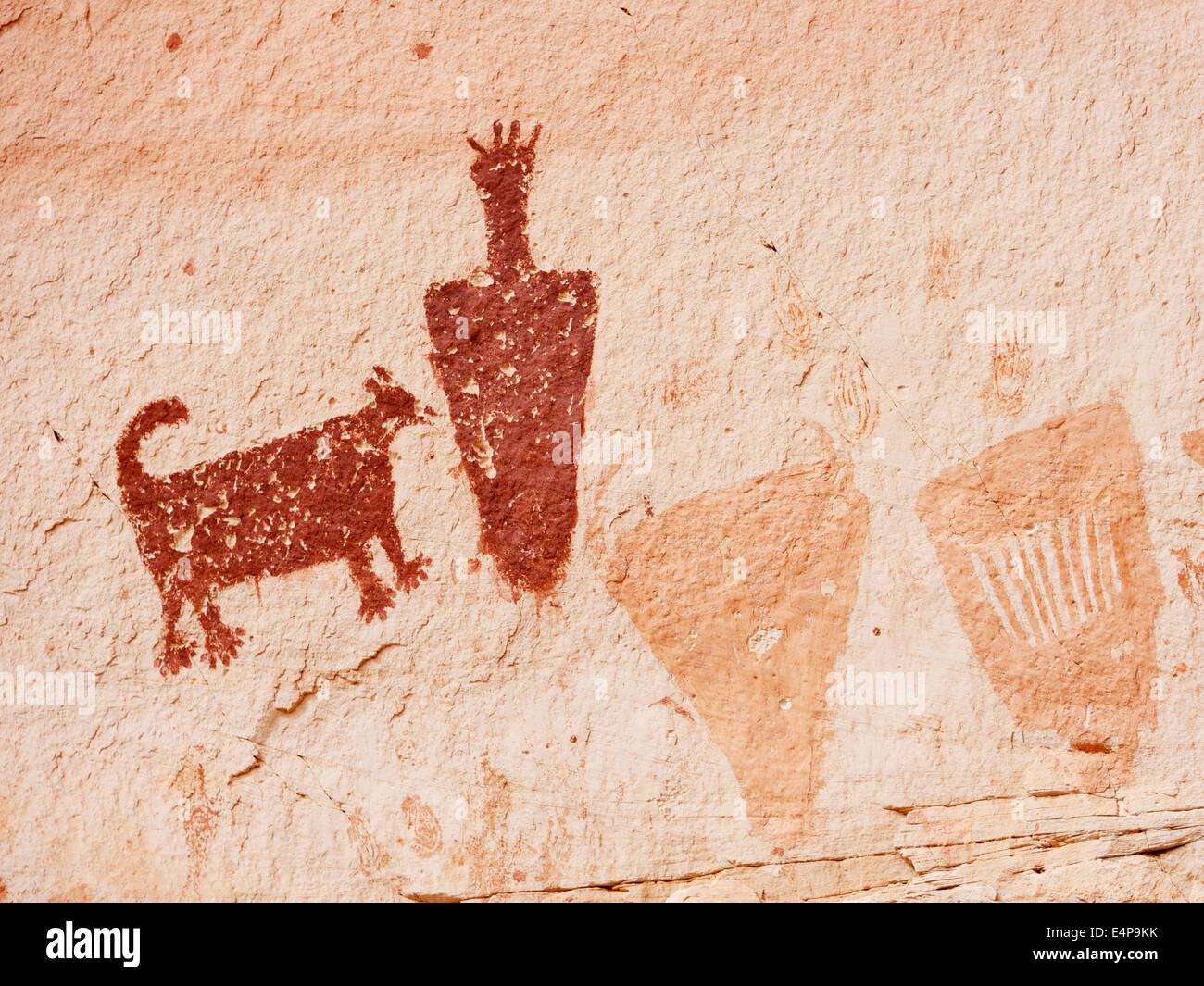 Native American Piktogramme im Horseshoe Tierheim im Horseshoe Canyon, Canyonlands National Park, Utah, USA Stockfoto