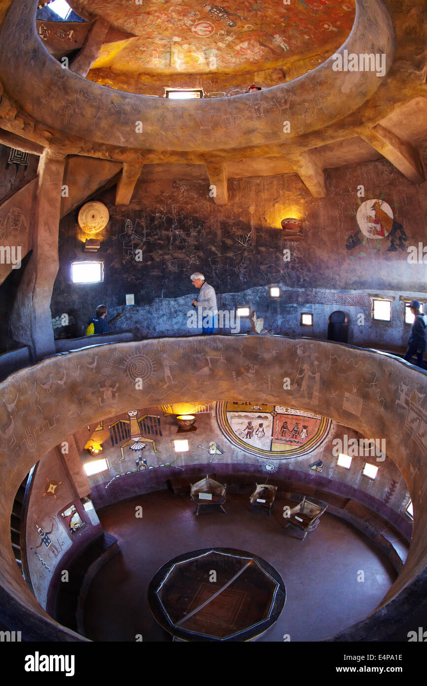 Im Inneren der historischen Wachturm (1932), Desert View, East Rim Drive, Grand Canyon National Park, Arizona, USA - fisheye Stockfoto