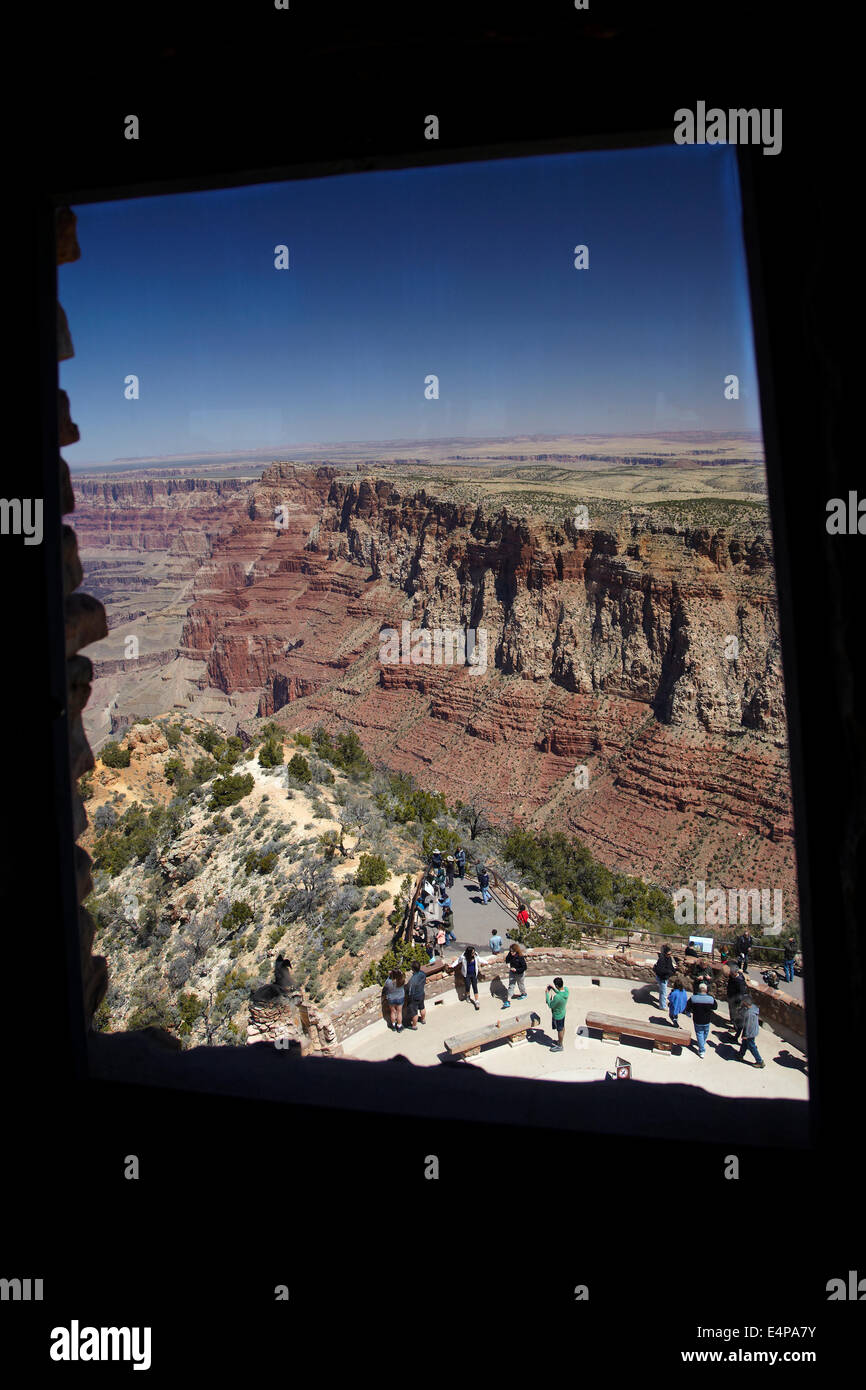 Grand Canyon gesehen vom Wachturm (1932), Desert View, East Rim Drive, Grand Canyon National Park, Arizona, USA Stockfoto