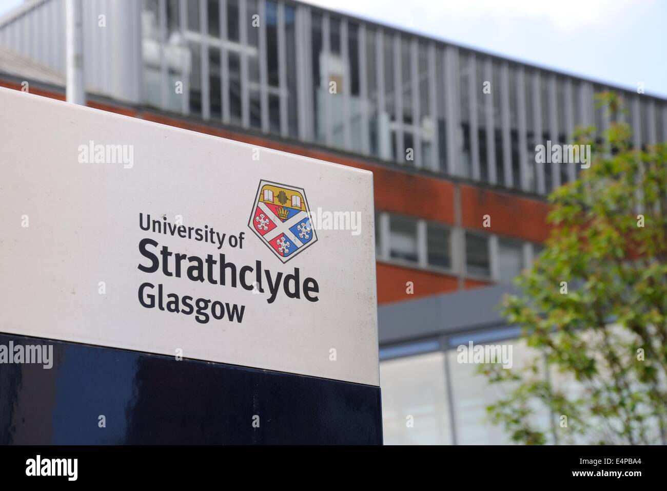 Universität Strathclyde Eingangsschild in Glasgow, Schottland, Großbritannien, Europa Stockfoto