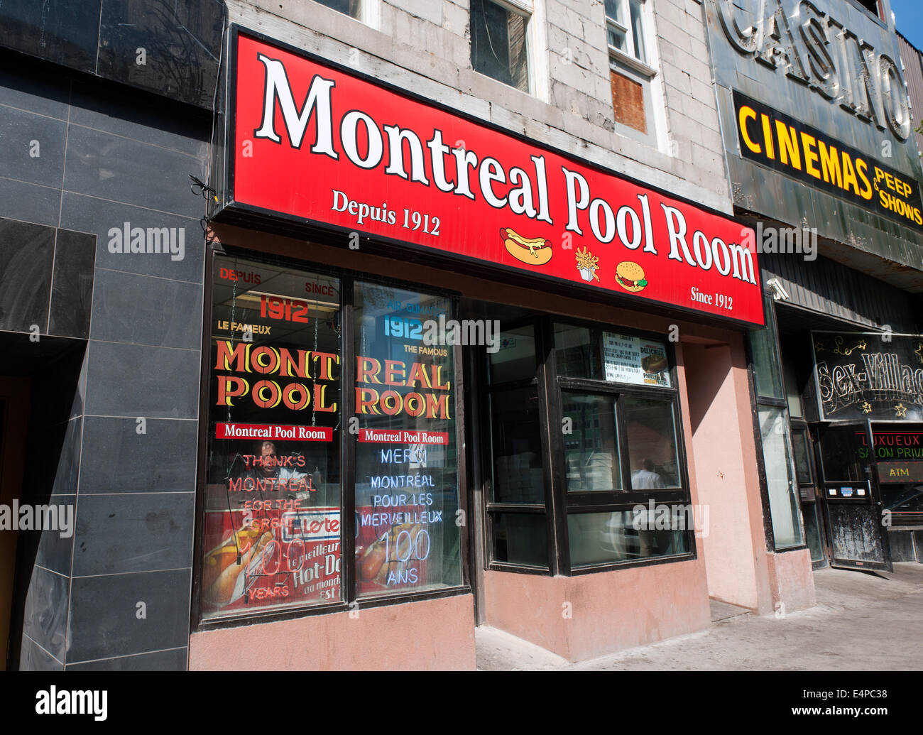 Montreal Billardzimmer, einen berühmten Hot-Dog Restaurant eröffnete im Jahr 1912.  Montreal, Provinz Quebec, Kanada. Stockfoto