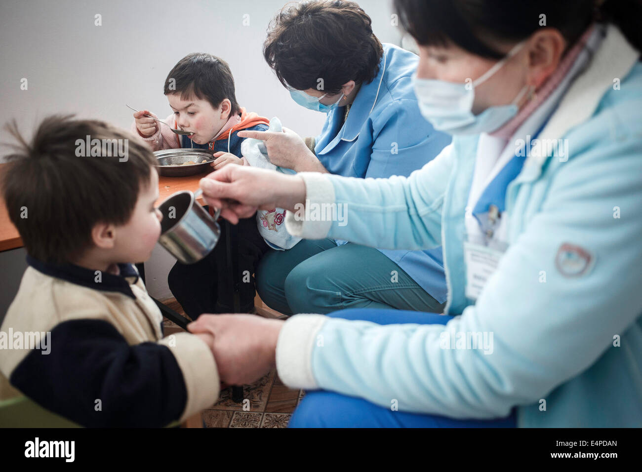 Tuberkulose und HIV in der Republik Moldau, Kinderstation in der TB-Krankenhaus, Balti, Moldawien Stockfoto