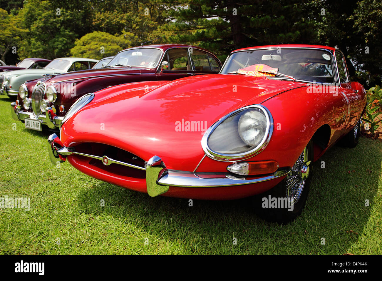 Oldtimer Jaguar E-Type (aka Jaguar XK-E) Stockfoto