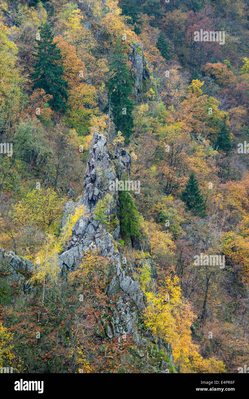 Blick vom Hexentanzplatz Bode Tal (Bodetal), Landkreis Harz, Harz, Sachsen-Anhalt, Deutschland Stockfoto