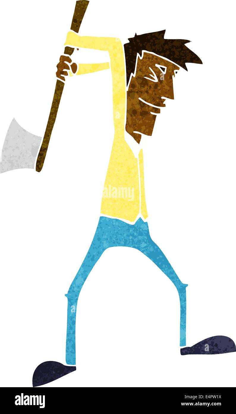Karikatur Mann schwingenden Axt Stock Vektor