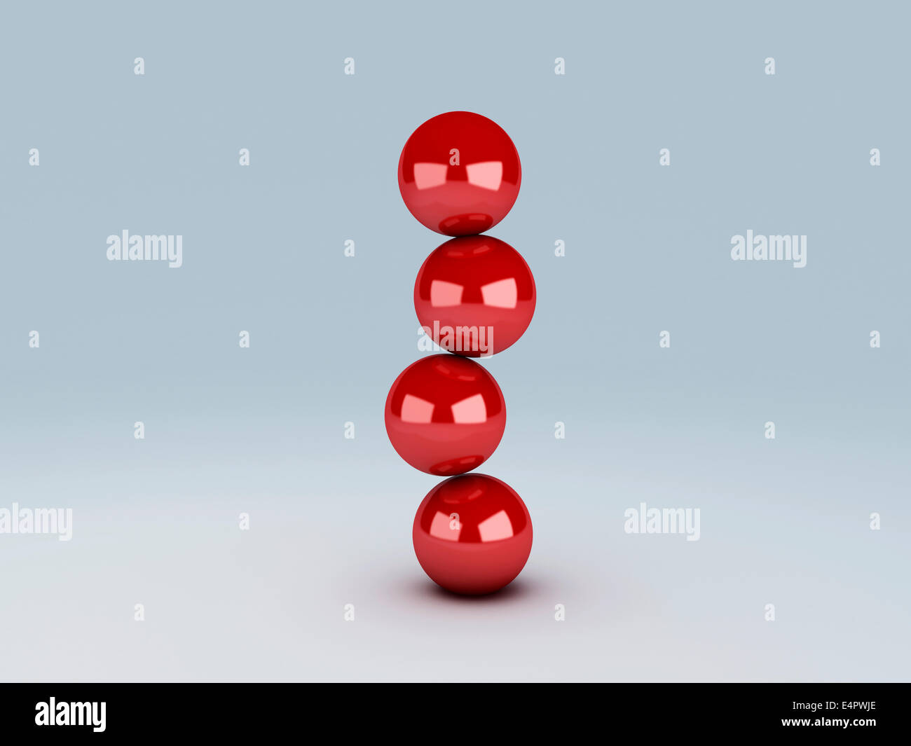 Bild von roten Kugeln im Gleichgewicht. 3D illustration Stockfoto